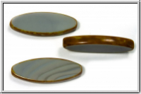 b�hm. Glasperle, table cut, oval, 30x11mm, grey, dk., op., picasso, 1 Stk.